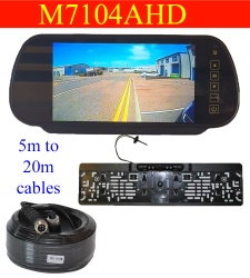 7 inch AHD clip on mirror monitor and number plate frame camera